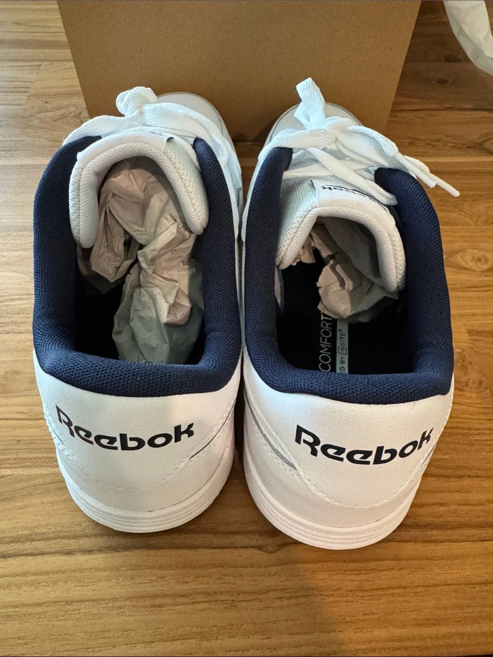 Reebok Court Advance Men's White Sneakers with Navy Trim